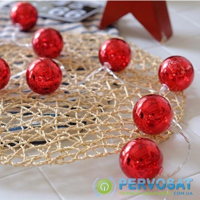 Гирлянда ColorWay Светодиодная Christmas lights ball 6 см 10 LED 1.5 м USB Red (CW-MC-LB10U)