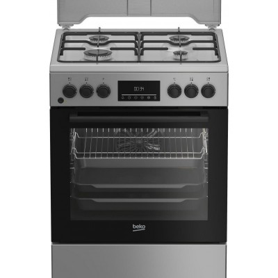 Плита Beko комбінована, 72л, 60x60см, дисплей, конвекція, сірий