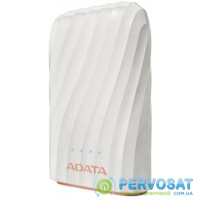 Батарея универсальная ADATA P1050C White (10050mAh, out 2*5V*2,4A max, cable USB-C) (AP10050C-USBC-CWH)