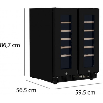 Холодильник Philco для вина, 87x60x57, холод.відд.-116л, зон - 2, бут-40, диспл, підсвітка, чорний
