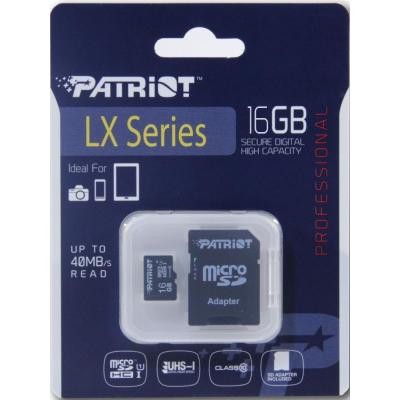 Карта памяти Patriot 16GB microSD class10 UHS-I (PSF16GMCSDHC10)