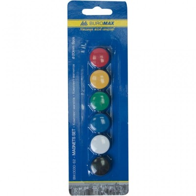 Магніт BUROMAX 20mm, set 6pcs, blister (BM.0030-62)