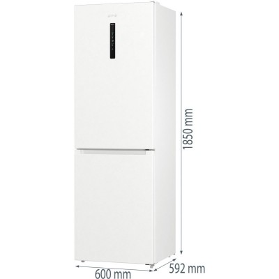 Холодильник з нижн. мороз. камерою Gorenje, 185х60х60см, 2 двері, 210(110)л, А++, Total NF, Зона св-ті, Зовн. Диспл,