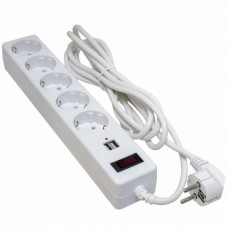 Мережевий фільтр живлення PATRON 3m + 2 USB 2.0, 2.1A, 5 роз. White (EXT-PN-SP-53-USB-W) Мережевий фільтр живлення PATRON 3m + 2 USB 2.0, 2.1A, 5 роз. White (EXT-PN-SP-53-USB-W)