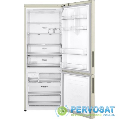 Холодильник с нижн. мороз. камерой LG GC-B569PBCM, 185х70х70см, 2 дв., Холод.відд. - 329л, Мороз. відд. - 122л, A++, NF, Інв., Зовнішн. дисплей, Бежевий