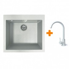 Набір кухонний Adamant Univer, штучний камінь, квадрат, без крила, 560х500х200мм, чаша - 1, врізна, Old stone + змішувач