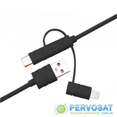 Дата кабель USB 2.0 AM to Lightning + Micro 5P + Type-C 1.2m black XoKo (SC-310-BK)
