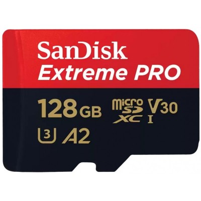 Карта пам'яті SanDisk microSD 128GB C10 UHS-I U3 R200/W90MB/s Extreme Pro V30 + SD