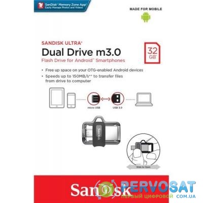 USB флеш накопитель SANDISK 32GB Ultra Dual Drive M3.0 USB 3.0 (SDDD3-032G-G46)