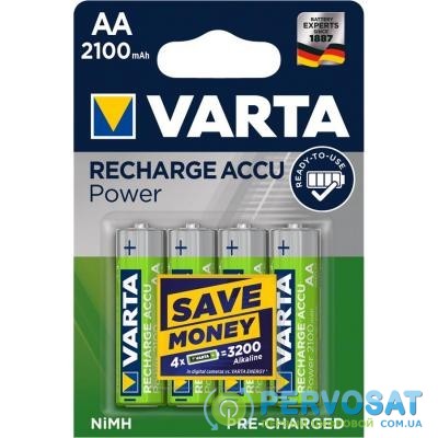 Аккумулятор Varta AA Long Life Accu 2100mAh * 4 NI-MH (READY 2 USE) (56706101404)