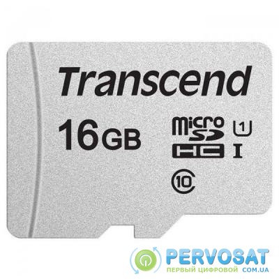 Карта памяти Transcend 16GB microSDHC class 10 UHS-I U1 (TS16GUSD300S-A)