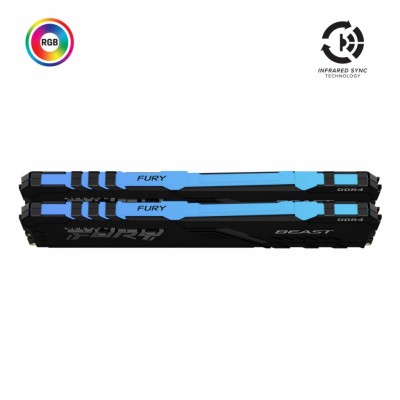 Модуль пам'яті для комп'ютера DDR4 16GB (2x8GB) 3000 MHz Fury Beast RGB Kingston Fury (ex.HyperX) (KF430C15BBAK2/16)