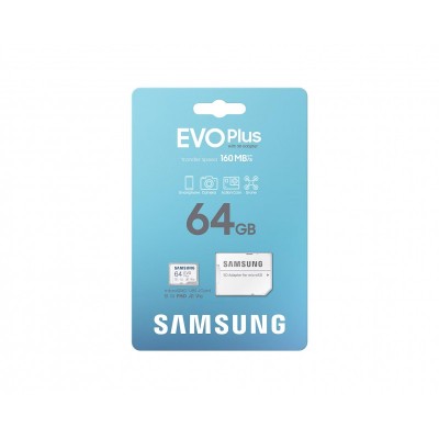 Карта пам'яті Samsung microSDXC    64GB C10 UHS-I R130MB/s Evo Plus + SD