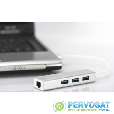 Digitus 3-разъемный хаб USB 3.0 и сетевой адаптер Gigabit