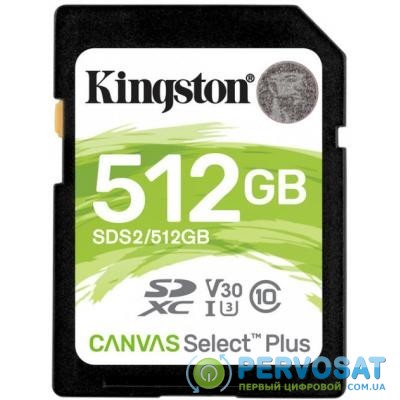 Карта памяти Kingston 512GB SDXC class 10 UHS-I U3 Canvas Select Plus (SDS2/512GB)