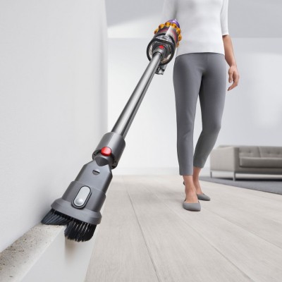 Пилосос DYSON безпровідний V15 Detect Absolute, 240 аВт, конт пил -0,76л, автон. робота до 60хв, вага-3,08кг, сірий-фіолетовий-помаранчевий, ДС394451-01