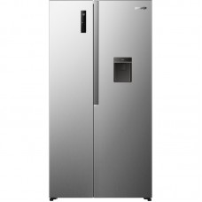 Холодильник SBS Gorenje, 179х62х91см, 2 двері, 344(197)л, А+, NF+, Інв., Зона св-ті, диспенсер, Зовн. Диспл, нерж