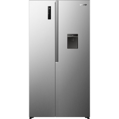 Холодильник SBS Gorenje, 179х62х91см, 2 двері, 344(197)л, А+, NF+, Інв., Зона св-ті, диспенсер, Зовн. Диспл, нерж