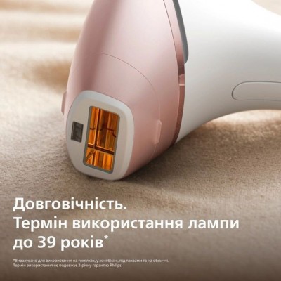 Фотоепілятор Philips Lumea IPL 9900 Series, акумуляторний , кіл-ть спалах.-450000, 2-4 см2, насадок-3, футляр, біло-золотий