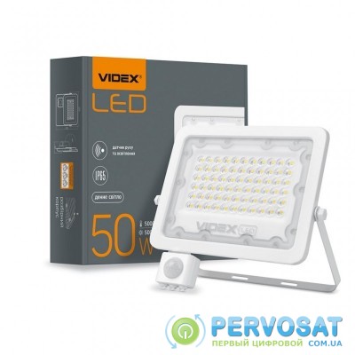 Прожектор VIDEX LED  50W 5000K с датчиком движения (VL-F2e5)