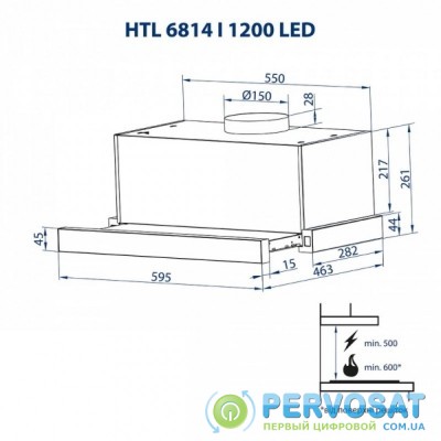 Вытяжка кухонная Minola HTL 6814 BL 1200 LED