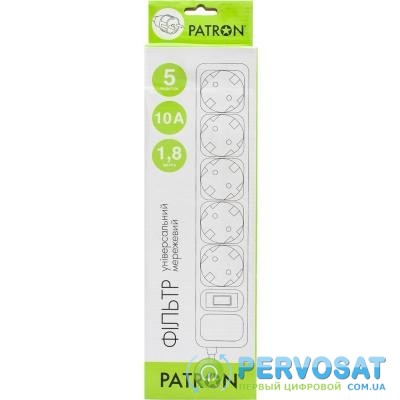 Сетевой фильтр питания PATRON 1.8 m3*1mm2 (SP-1052) 5 розеток BLACK (EXT-PN-SP-1052)