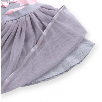 Плаття Breeze з котиками і фатіновою спідницею (8876-104G-pink-gray)