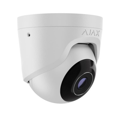 IP-Камера дротова Ajax TurretCam, 5мп, 2.8мм, Poe, True WDR, IP 65, ІЧ 35м, аудіо, кут огляду 100° до 110°, купольна, біла