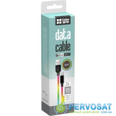 Дата кабель USB 2.0 AM to Type-C 1.0m multicolor ColorWay (CW-CBUC018-MC)