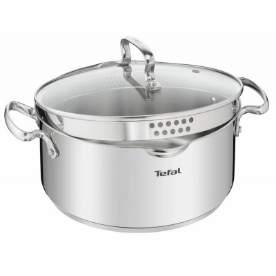 Каструля Tefal DUETTO, 5л, з кришкою, нержавіюча сталь, скло