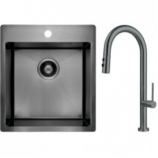 Набір для кухні Deante Olfato стальна мийка ZPO_D10A + зміш. BQO_D72M, титан