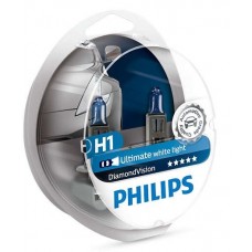Лампа галогенна Philips H1 Diamond Vision, 5000K, 2шт/блістер Лампа галогенна Philips H1 Diamond Vision, 5000K, 2шт/блістер