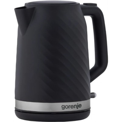 Електрочайник Gorenje 1.7л, Strix контроль, чорний матовий