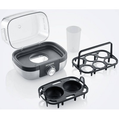 Яйцеварка Severin 420Вт, механічне керування, на 6 яєць, звуков., сигнал, пластик, сіро-чорний