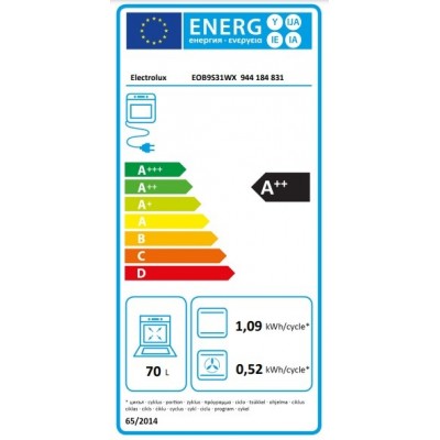 Духова шафа Electrolux електрична, 70л, А++, пара, дисплей, конвекція, ф-ція пароварки, телескопічні напрямні, чорний