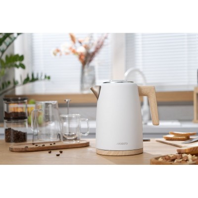 Електрочайник Ardesto EKL-F420WWD, 1.7л, метал, мат, Strix, білий