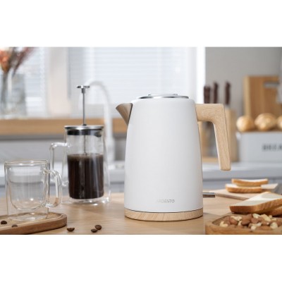 Електрочайник Ardesto EKL-F420WWD, 1.7л, метал, мат, Strix, білий