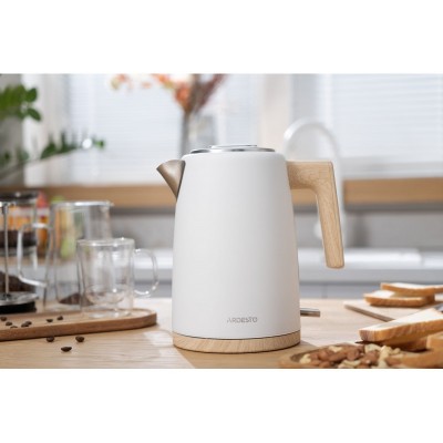 Електрочайник Ardesto EKL-F420WWD, 1.7л, метал, мат, Strix, білий