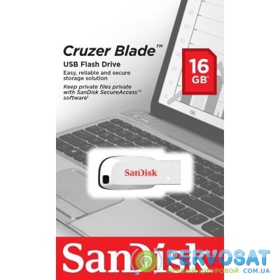 USB флеш накопитель SANDISK 16GB Cruzer Blade White USB 2.0 (SDCZ50C-016G-B35W)