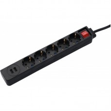 Мережевий подовжувач Hama Jack 5XSocket 2 USB 3.4A*1.5мм ws 1.5м Black Мережевий подовжувач Hama Jack 5XSocket 2 USB 3.4A*1.5мм ws 1.5м Black