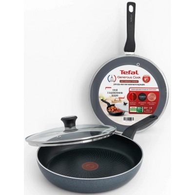 Сковорода з кришкою Tefal Generous Cook, 28см, алюміній, бакеліт, скло, чорний