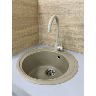 Набір кухонна Adamant Sun, штучний камінь, кругла, без крила, 510x200мм, чаша - 1, врізна, Сахара + змішувач Набір кухонна Adamant Sun, штучний камінь, кругла, без крила, 510x200мм, чаша - 1, врізна, Сахара + змішувач