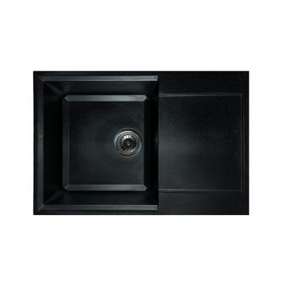 Набір кухонний Adamant Horizon Medium, штучний камінь, прямокут., з крилом, 700х500х230мм, чаша - 1, врізна, чорний + змішувач