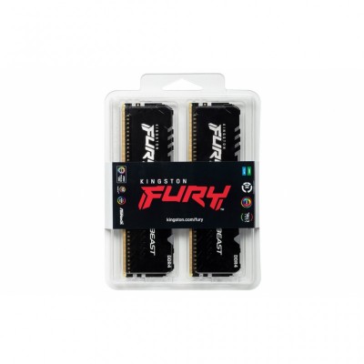 Модуль пам'яті для комп'ютера DDR4 32GB (2x16GB) 3200 MHz Fury Beast RGB Kingston Fury (ex.HyperX) (KF432C16BB1AK2/32)