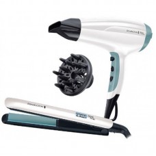 Фен+випрямляч Remington набір Shine Therapy, 2300Вт, 3 режими, дифузор,щипці для волосся(150-230°С,кераміка), біло-блакитний Фен+випрямляч Remington набір Shine Therapy, 2300Вт, 3 режими, дифузор,щипці для волосся(150-230°С,кераміка), біло-блакитний
