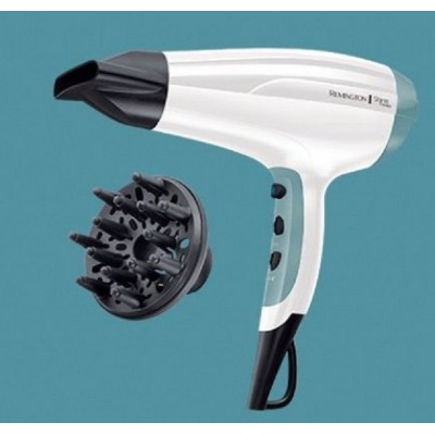 Фен+випрямляч Remington набір Shine Therapy, 2300Вт, 3 режими, дифузор,щипці для волосся(150-230°С,кераміка), біло-блакитний
