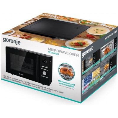 Мікрохвильова піч Gorenje, 28л, електр. керув., 900Вт, гриль, дисплей, конвекція, чорний
