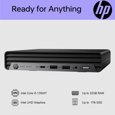 Комп'ютер персональний неттоп HP Pro 400-G9 Mini, Intel i3-13100T, 8GB, F512GB, UMA, WiFi, кл+м, 3р, DOS