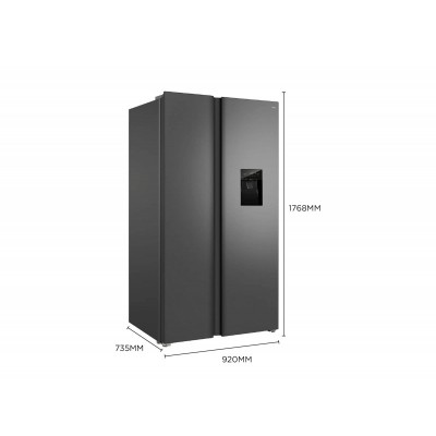 Холодильник TCL SBS, 177х92х63см, 2 дв., Х- 396л, М- 235л, A++, NF, диспенсер, нерж