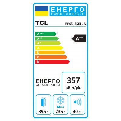 Холодильник TCL SBS, 177х92х63см, 2 дв., Х- 396л, М- 235л, A++, NF, диспенсер, нерж